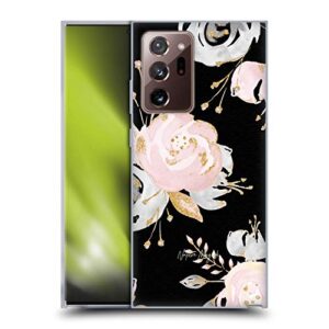 head case designs officially licensed nature magick sparkle watercolor pink floral rose gold glitter night roses soft gel case compatible with galaxy note20 ultra / 5g