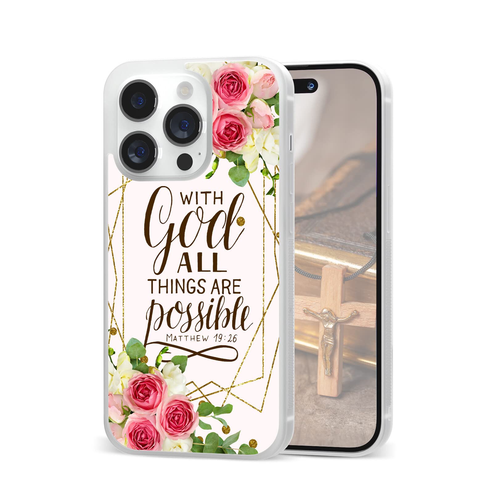 Bible Verses Quotes Phone Cases Pink Cover for Women Girls Applicable with iPhone 11 12 13 14 Pro Max Plus Mini | Samsung Galaxy S21 S22 Ultra Plus (Rose)