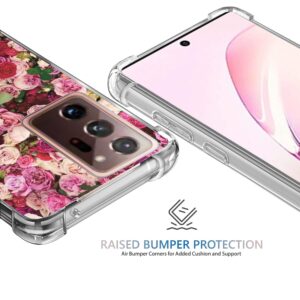 CasesOnDeck Bumper Case Compatible with [Samsung Galaxy Note 20 Ultra / Note20 Ultra Case] Slim Fitted Clear TPU Bumper Shock Case (Pink Roses)