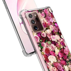 CasesOnDeck Bumper Case Compatible with [Samsung Galaxy Note 20 Ultra / Note20 Ultra Case] Slim Fitted Clear TPU Bumper Shock Case (Pink Roses)