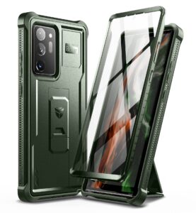 dexnor for samsung galaxy note 20 ultra 5g case, [built in screen protector and kickstand] heavy duty military grade protection shockproof protective cover for samsung galaxy note 20 ultra, army green