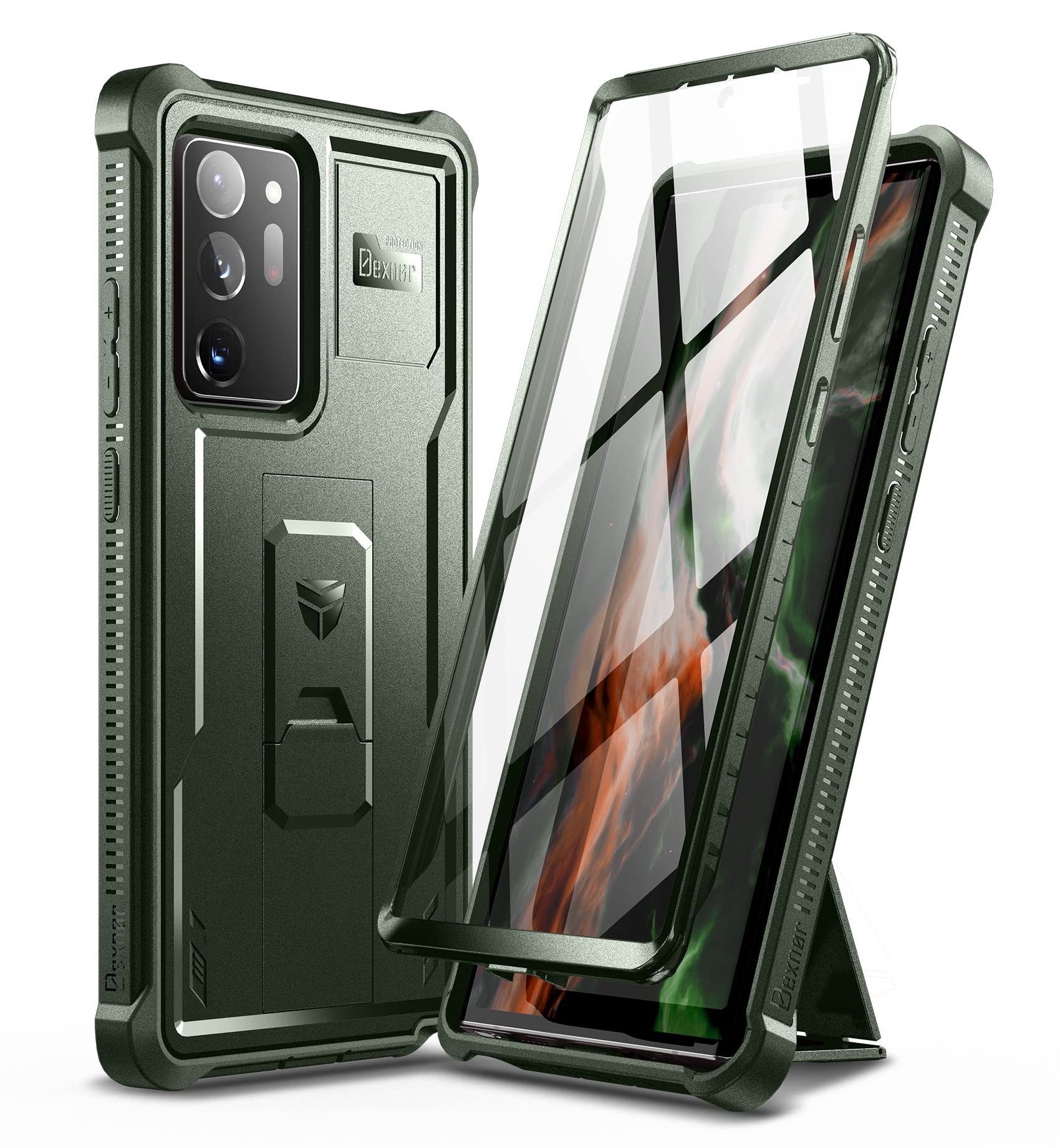 Dexnor for Samsung Galaxy Note 20 Ultra 5G Case, [Built in Screen Protector and Kickstand] Heavy Duty Military Grade Protection Shockproof Protective Cover for Samsung Galaxy Note 20 Ultra, Army Green