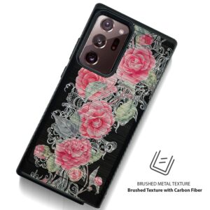 CasesOnDeck Slim Case Compatible with [Samsung Galaxy Note 20 Ultra / Note20 Ultra] [Brushed Armor] Hybrid Design Case and Dual Layers (Pink Rose Stream)