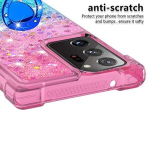 nincyee Shockproof Case for Samsung Galaxy Note20 Ultra,Glitter Shine Diamond Gradient Color Quicksand Transparent TPU Cover with Rotating Ring Kickstand