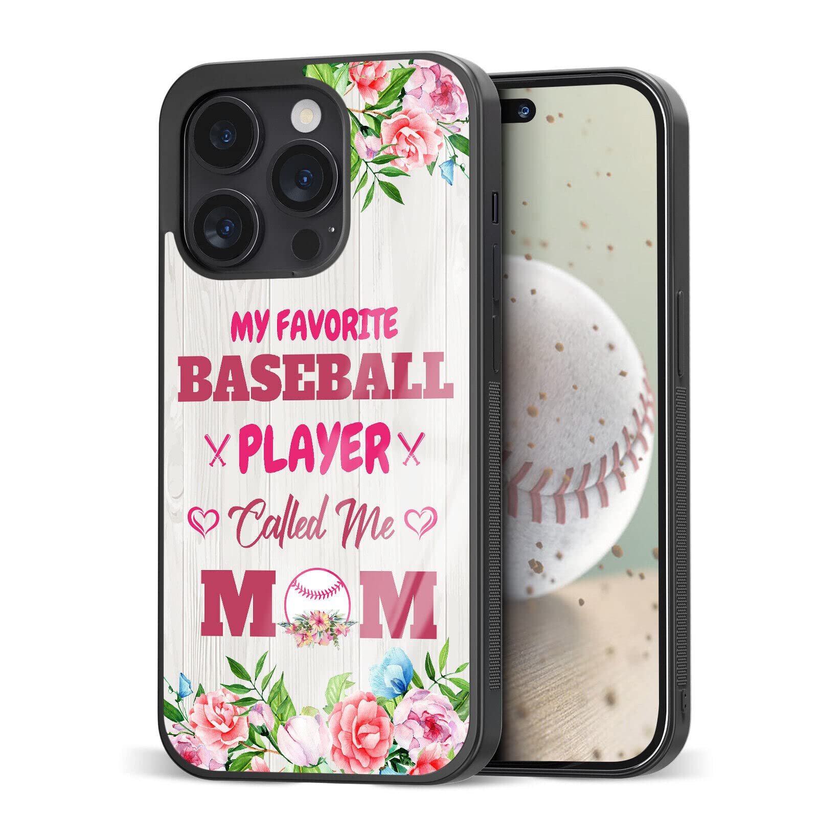 Eomnniofoy Baseball Mom Phone Cases for Samsung Galaxy Note8 Note9 Note10 Note20 Ultra Plus Z Filp3 4 | iPhone Moto Pixel, Pink Aesthetic Floral Quotes Design Non-Slip Silicone Cover for Mother