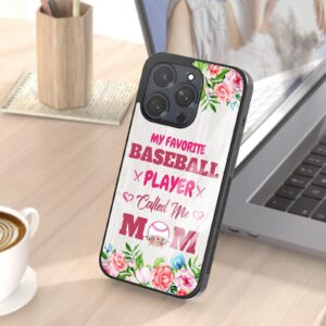 Eomnniofoy Baseball Mom Phone Cases for Samsung Galaxy Note8 Note9 Note10 Note20 Ultra Plus Z Filp3 4 | iPhone Moto Pixel, Pink Aesthetic Floral Quotes Design Non-Slip Silicone Cover for Mother