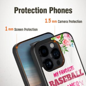 Eomnniofoy Baseball Mom Phone Cases for Samsung Galaxy Note8 Note9 Note10 Note20 Ultra Plus Z Filp3 4 | iPhone Moto Pixel, Pink Aesthetic Floral Quotes Design Non-Slip Silicone Cover for Mother