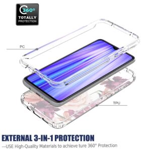 Bohefo Case for Galaxy S9+/S9 Plus G965U Case with Tempered Glass Screen Protector, Full Body Cute Floral Bumper Shockproof Protective Phone Case Cover for Samsung Galaxy S9 Plus (Purple Flower)