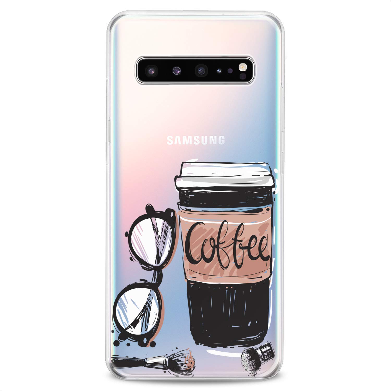 Cavka Case Compatible with Samsung S24 S23 S22 Plus S21 FE Ultra S20+ S10 Note 20 S10e S9 Clear Beauty Coffee Pink Cute Phone Girls Slim fit Lady Gentle Cute Print Design Flexible Silicone Glamours