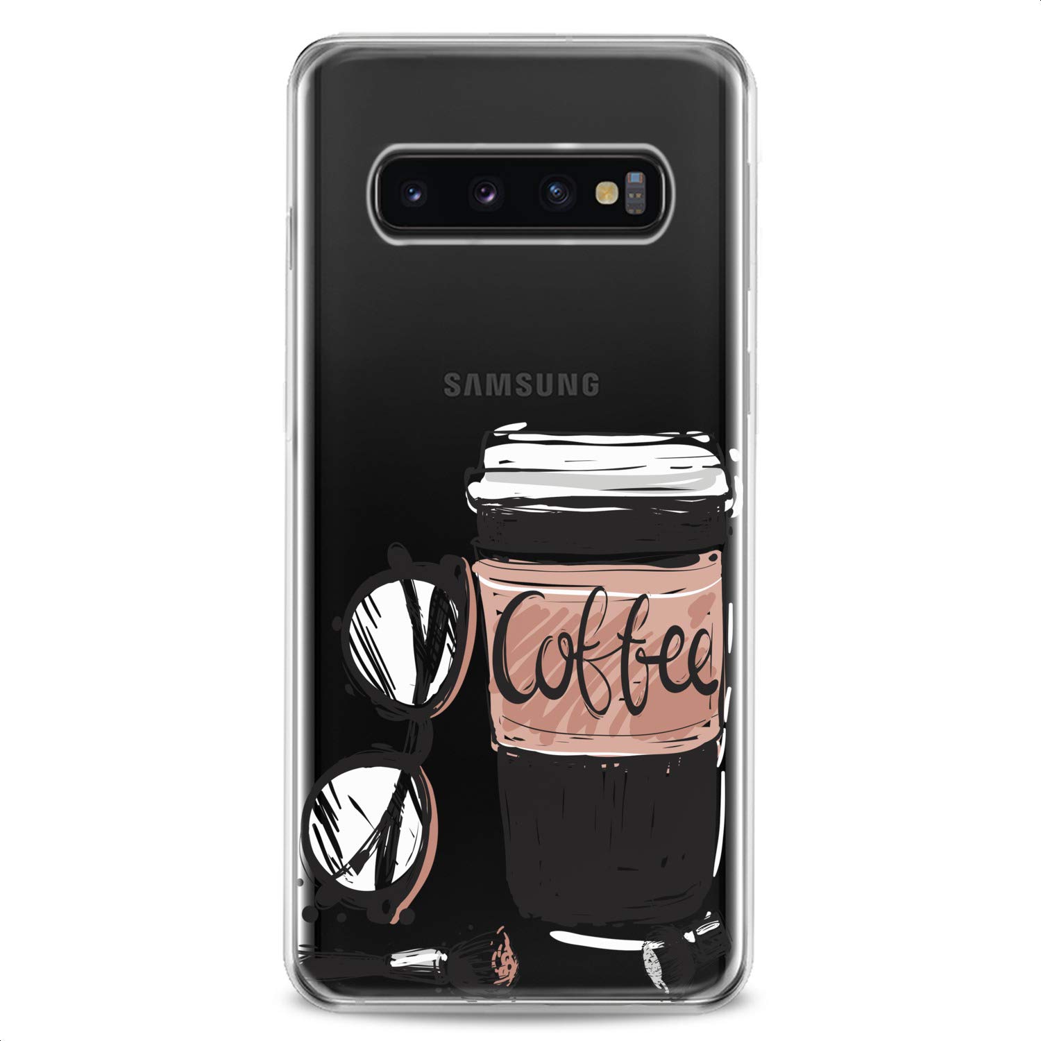 Cavka Case Compatible with Samsung S24 S23 S22 Plus S21 FE Ultra S20+ S10 Note 20 S10e S9 Clear Beauty Coffee Pink Cute Phone Girls Slim fit Lady Gentle Cute Print Design Flexible Silicone Glamours