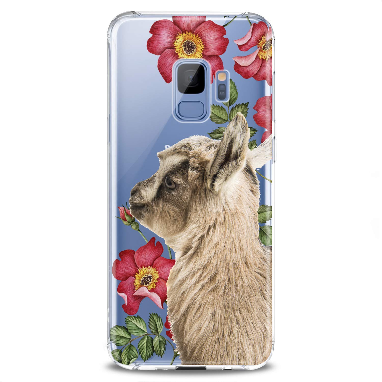 Cavka Case Compatible with Samsung S24 S23 S22 Plus S21 FE Ultra S20+ S10 Note 20 S10e S9 Cute Clear Floral Phone Print Baby Animals Teen Cute Girl Goat Flexible Silicone Slim fit Pet Kawaii Design