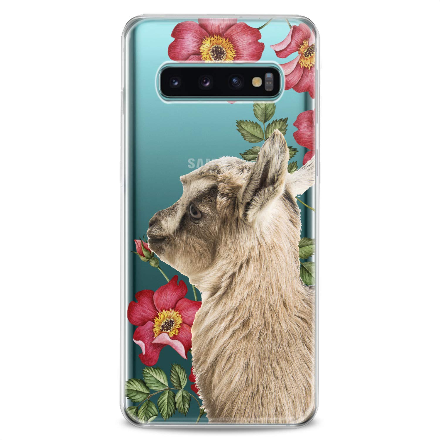 Cavka Case Compatible with Samsung S24 S23 S22 Plus S21 FE Ultra S20+ S10 Note 20 S10e S9 Cute Clear Floral Phone Print Baby Animals Teen Cute Girl Goat Flexible Silicone Slim fit Pet Kawaii Design