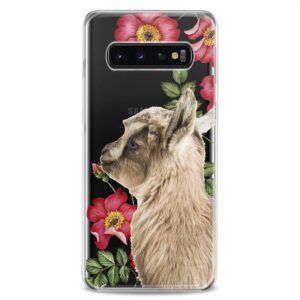 Cavka Case Compatible with Samsung S24 S23 S22 Plus S21 FE Ultra S20+ S10 Note 20 S10e S9 Cute Clear Floral Phone Print Baby Animals Teen Cute Girl Goat Flexible Silicone Slim fit Pet Kawaii Design