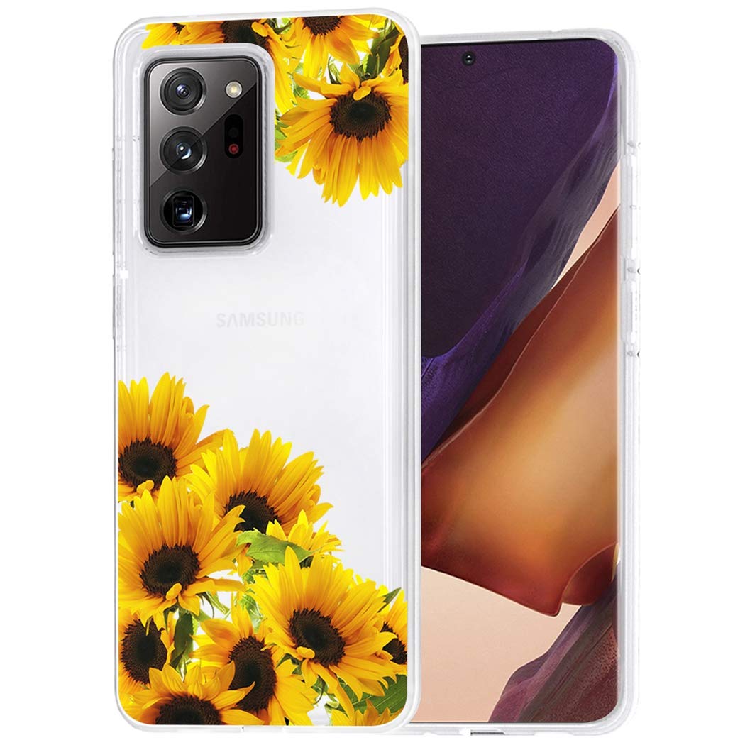 Vokuha Galaxy Note 20 Ultra 5G Case, Samsung Note 20 Ultra Case for Girls, Cute Clear Slim Shockproof Pattern Soft TPU Back Phone Protective Cover Cases for Samsung Galaxy Note 20 Ultra 5G (sunflower)