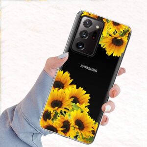 Vokuha Galaxy Note 20 Ultra 5G Case, Samsung Note 20 Ultra Case for Girls, Cute Clear Slim Shockproof Pattern Soft TPU Back Phone Protective Cover Cases for Samsung Galaxy Note 20 Ultra 5G (sunflower)