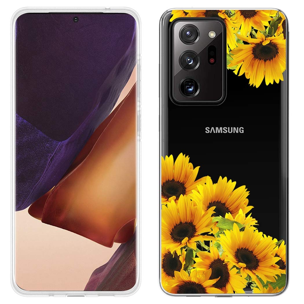 Vokuha Galaxy Note 20 Ultra 5G Case, Samsung Note 20 Ultra Case for Girls, Cute Clear Slim Shockproof Pattern Soft TPU Back Phone Protective Cover Cases for Samsung Galaxy Note 20 Ultra 5G (sunflower)