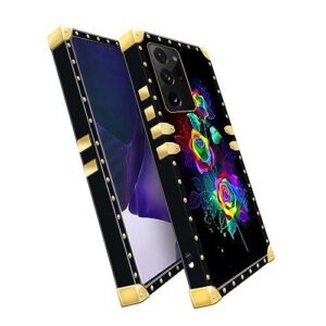 TAMEFOX for Samsung Galaxy Note 20 Ultra Case,Classic Colorful Flowers for Women Girls Soft TPU Shockproof Protective Square Phone Case Cover for Samsung Galaxy Note 20 Ultra-6.9 inch