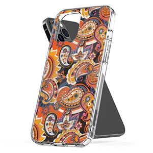 phone case paisley cover pattern shockproof psychedelic accessories retro 60s 70s compatible with iphone 15 14 13 pro max 12 11 x xs xr 8 7 6 6s mini plus transparent