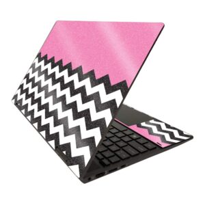 mightyskins glossy glitter skin for hp envy x360 15" (2020) - pink chevron | protective, durable high-gloss glitter finish | easy to apply, remove, and change styles | made in the usa