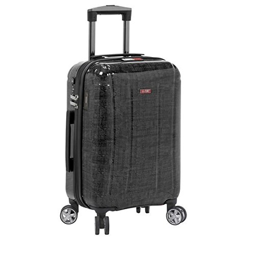 Planet Traveler USA Planet Traveler Usa Smart Tech Case Hardside 28" Spinner, Black Suitcase, Black