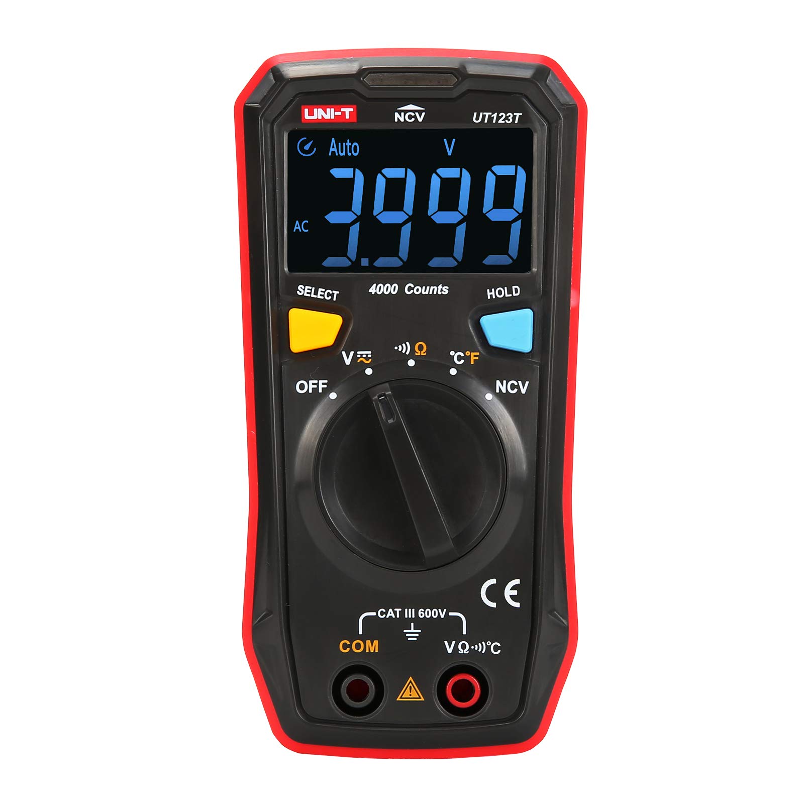 UNI-T Residential Multimeter Kit UT123T Digital Voltmeter Ohm Meter 4000 Counts Auto Ranging NCV with Test Leads Thermocouple