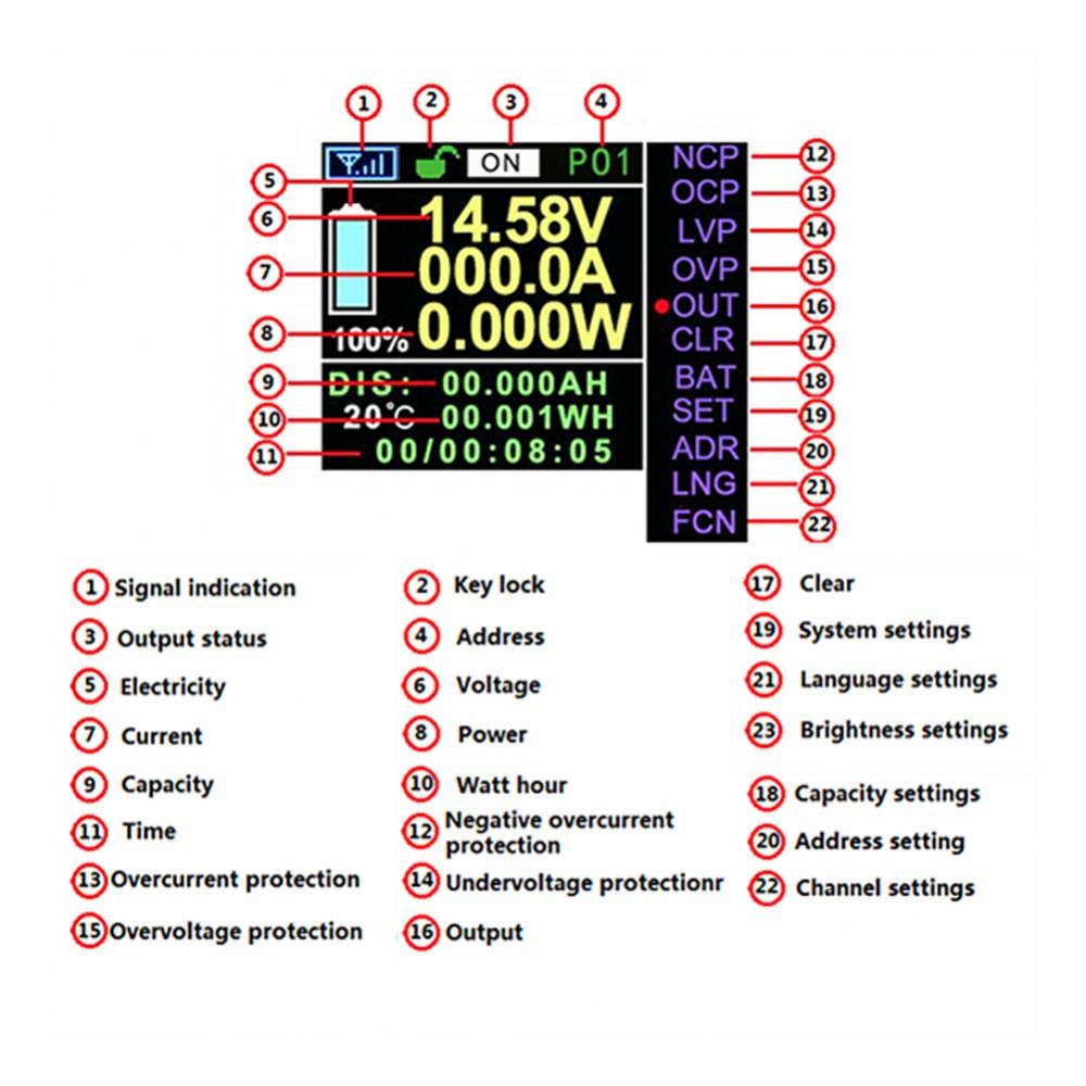 Multi-Function DC Meter Wireless Color LCD Screen DC Voltage Tester Ammeter Power Meter Watt Tester(VAT-4300)