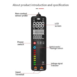 Digital Multimeter Dual Mode LCD Non Contact Voltage Detector 2000 Digits AC/DC 400V Auto Range Voltage Resistance Frequency Tester Electrical Tester Meter