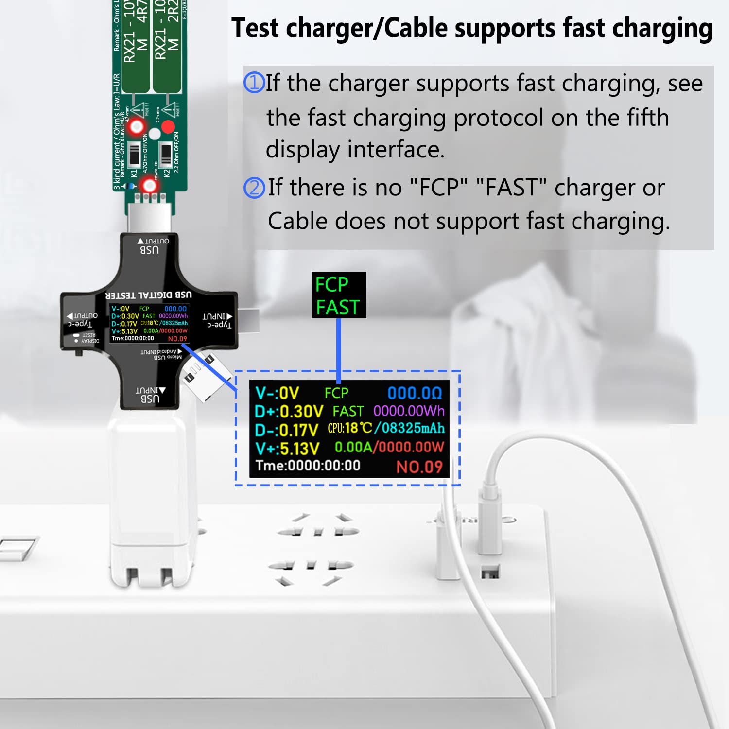 USB C Tester,KJ-KayJI 2 in 1 Tester IPS Digital Multimeter(2024),Voltage,Cur,Pwr,Resistance,Elec,Temp,Capacity,Tme,Fast Charging,with 3A Discharge Load Support PD2.0/PD3.0,QC2.0/QC3.0,BC1.2