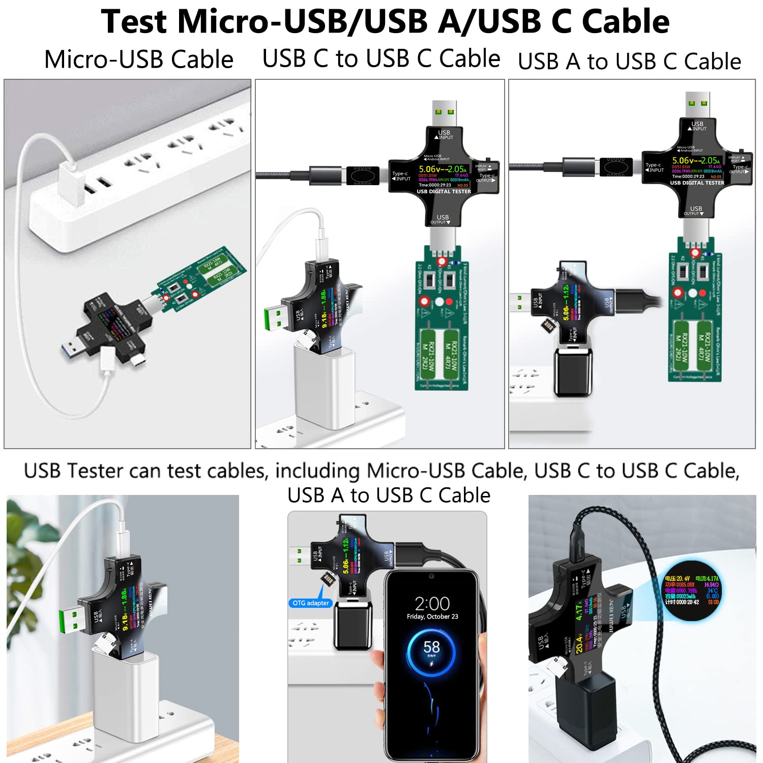 USB C Tester,KJ-KayJI 2 in 1 Tester IPS Digital Multimeter(2024),Voltage,Cur,Pwr,Resistance,Elec,Temp,Capacity,Tme,Fast Charging,with 3A Discharge Load Support PD2.0/PD3.0,QC2.0/QC3.0,BC1.2