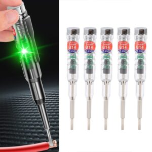 5Pcs Electrical Tester Pen Multi Functional Household Pocket Electricity Circuit Detector with LED Color Light 24-250V