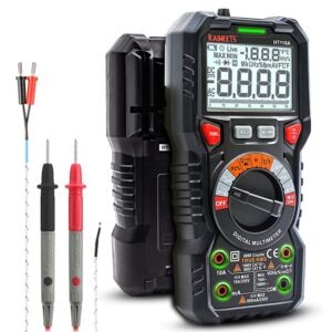 KAIWEETS Digital Multimeter TRMS 6000 Counts Ohmmeter with 5PCS Alligator Clips Electrical Test Leads Set, Multimeter Measures Voltage Current Amp Resistance Diodes Continuity Duty-Cycle Capacitance T