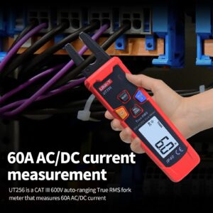 UNI-T AC/DC Open Jaw fork meter 60A 600V auto-ranging True RMS Electrical Tester Non-Contact Voltage Meter UT256