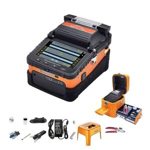 Signal fire Optical Fiber Fusion Splicer, SM&MM Automatic Intelligent FTTH Fiber Optical Welding Splicing Machine w/5 Inch Digital LCD Screen, Optical Fiber Cleaver Kit, Ai-6C+ Splicing 8S Heating 18S