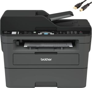 brother mfc-l26 series all-in-one laser printer, automatic duplex printing, 250 sheets, wireless, mobile printing, duplex, with mtc printer cable