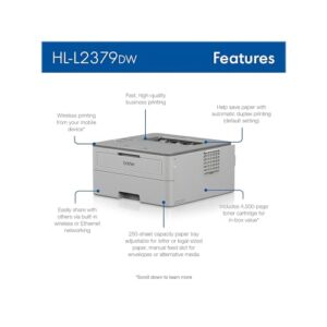 Brother HL-L2379DW Wireless Black & White Laser Printer (012502668886) (HLL2379DW)