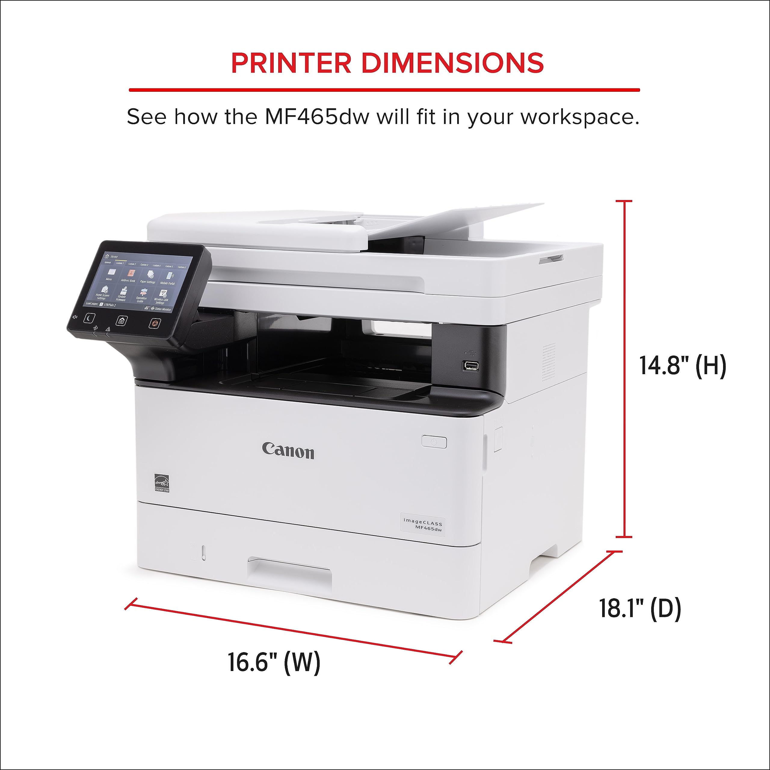 Canon imageCLASS MF465dw Wireless Mobile-Ready Duplex Laser All-in-One Monochrome Printer