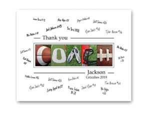 personalized coach gift - football coach gift with room for player's signatures - end of season coach gift 11x14 print with border for signatures