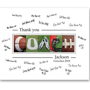 Personalized Coach Gift - Football Coach Gift with room for player's signatures - End of Season Coach Gift 11x14 print with border for signatures