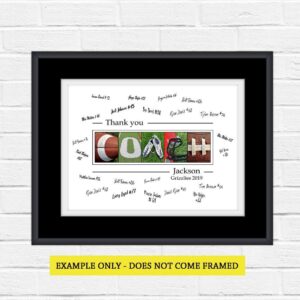 Personalized Coach Gift - Football Coach Gift with room for player's signatures - End of Season Coach Gift 11x14 print with border for signatures