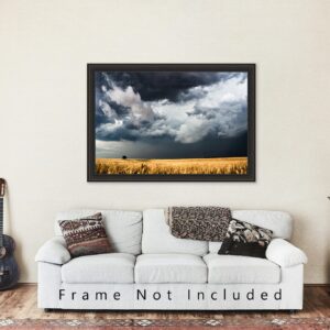 Country Photography Print (Not Framed) Picture of Storm Clouds Gathering Over Golden Wheat Field on Spring Day in Kansas Western Wall Art Farmhouse Decor (11" x 14")