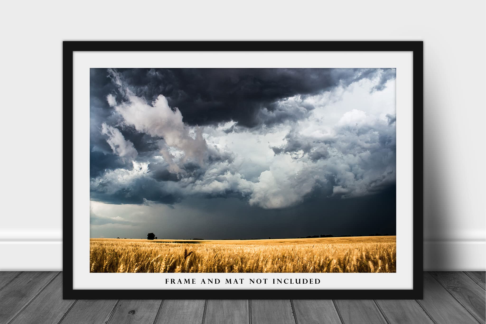 Country Photography Print (Not Framed) Picture of Storm Clouds Gathering Over Golden Wheat Field on Spring Day in Kansas Western Wall Art Farmhouse Decor (11" x 14")