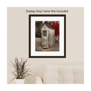 Red Brown Outhouse Bathroom Decor Modern Farmhouse Photography Matted Wall Art Picture (8x10 Photo with 11x14 mat, Brown Red Outhouse)