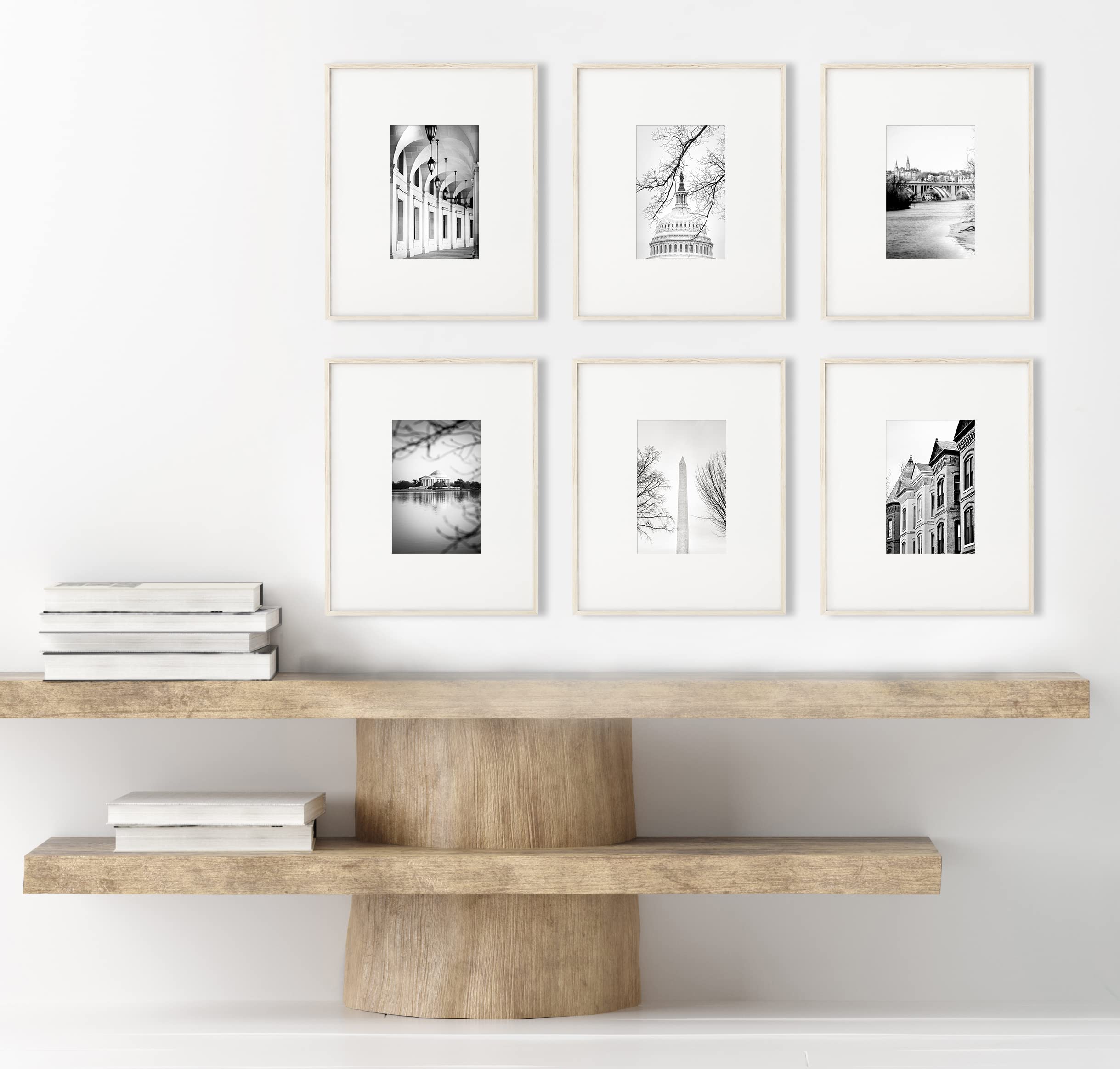 Washington DC Art - Set of 6 Photography Prints - 8X10 inches - Unframed - Black and White Photography featuring the Jefferson Memorial, Washington Monument, Georgetown, the Capitol and Architecture