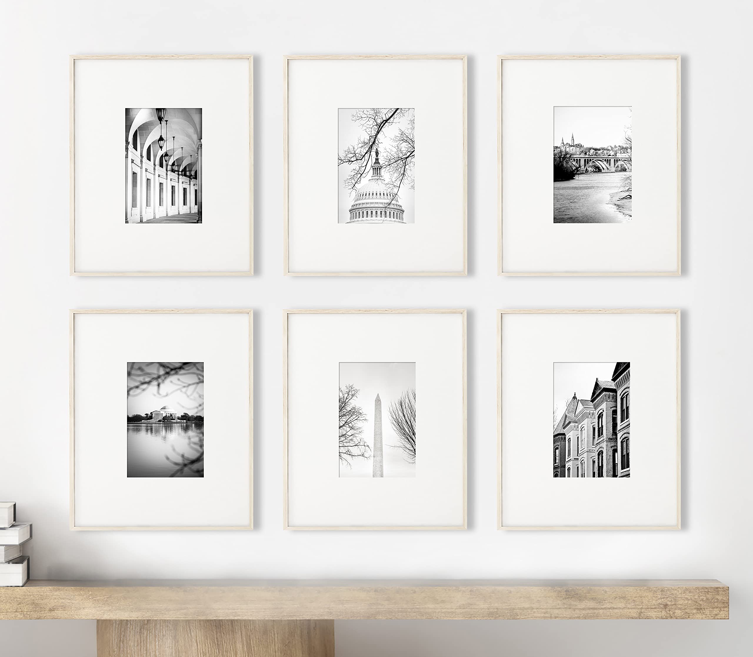 Washington DC Art - Set of 6 Photography Prints - 8X10 inches - Unframed - Black and White Photography featuring the Jefferson Memorial, Washington Monument, Georgetown, the Capitol and Architecture