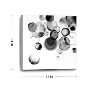 Bathroom Decor Wall Art Black and White Bubbles Prints Pictures Framed Canvas Artwork Wall Art for Bedroom Kitchen Office Modern Ink and Wash Painting Decorations Size 14x14 inches Ready to Hang