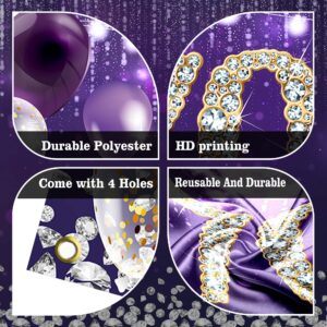 Happy 50th Birthday Backdrop Banner Purple Theme Background with Shiny Diamond Noble Elegant Birthday Party Photo Photography Prop Booth Background for Men Women Celebration 70.8x47.2in-BECKTEN