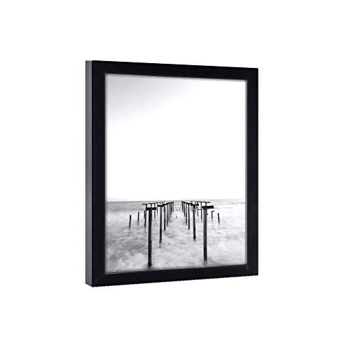 41x41 Black Picture Frames - Ready to Hang Solid Pine Wood Poster Frame - Photo Frame Polished Glass Front Clear Plexiglass Display Photograph - Hanging Hardware Included - Home wall Decor - 41 x 41