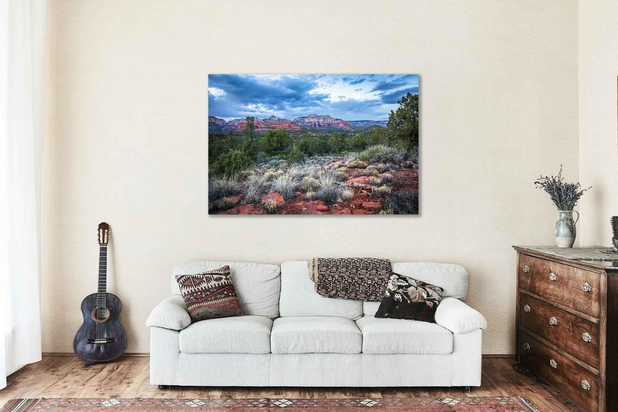 Western Wall Art (Ready to Hang) Metal Print of Red Rocks and Desert Landscape on Chilly Spring Evening near Sedona Arizona Nature Photography Southwestern Decor (24" x 36")