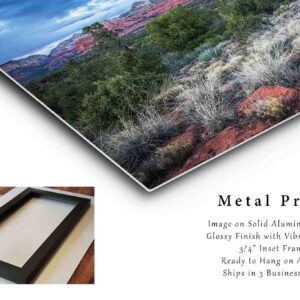 Western Wall Art (Ready to Hang) Metal Print of Red Rocks and Desert Landscape on Chilly Spring Evening near Sedona Arizona Nature Photography Southwestern Decor (24" x 36")