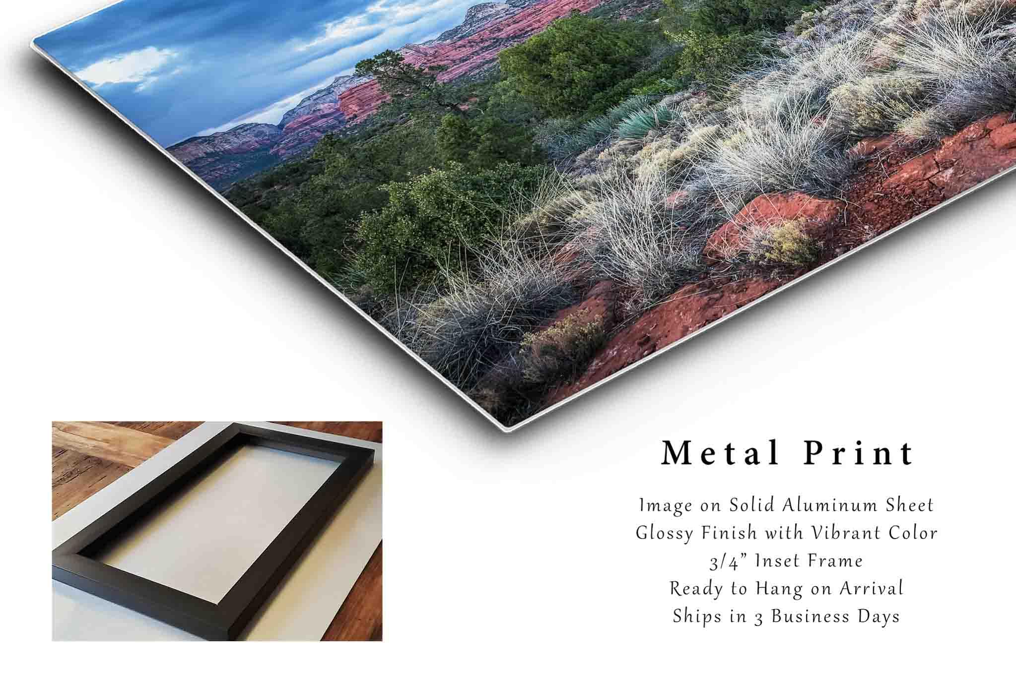 Western Wall Art (Ready to Hang) Metal Print of Red Rocks and Desert Landscape on Chilly Spring Evening near Sedona Arizona Nature Photography Southwestern Decor (24" x 36")